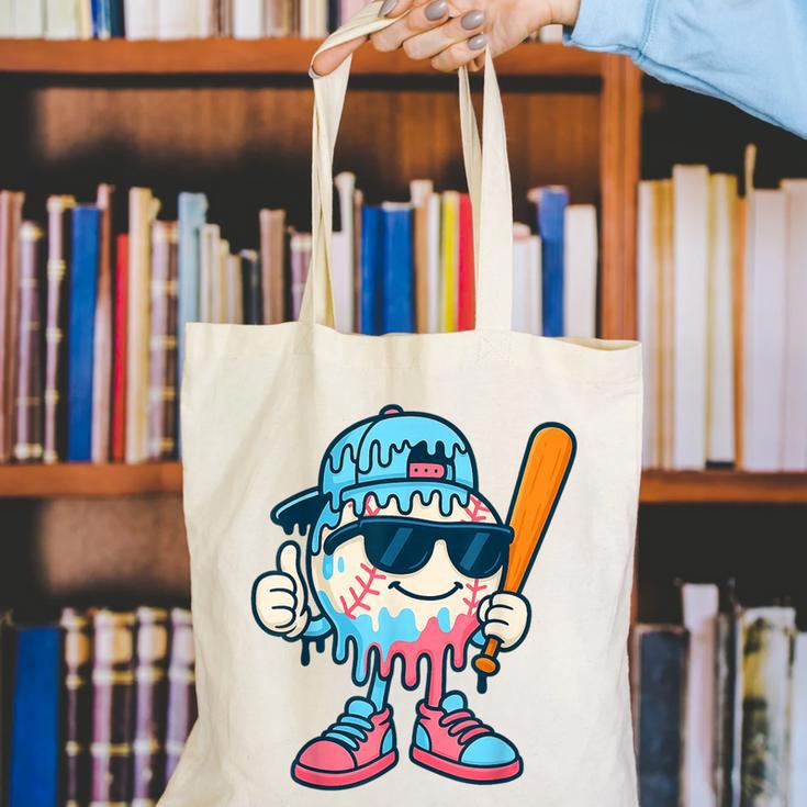 Cool Ice Cream Drip Baseball Drip For Boys Sports Kids Canvas Tote Bag