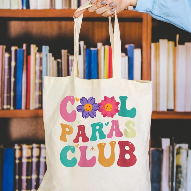 Cool Paras Club Paraprofessional Groovy Back To School Canvas Tote Bag Cool Paras Club Paraprofessional Groovy Back To School Canvas Tote Bag