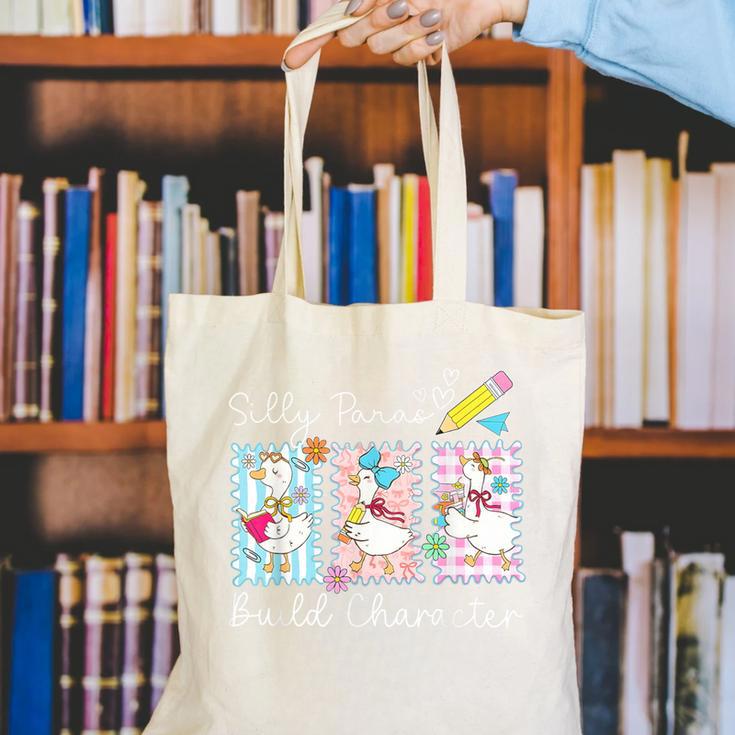 Coquette Back To School Silly Paras Build Character Canvas Tote Bag Coquette Back To School Silly Paras Build Character Canvas Tote Bag