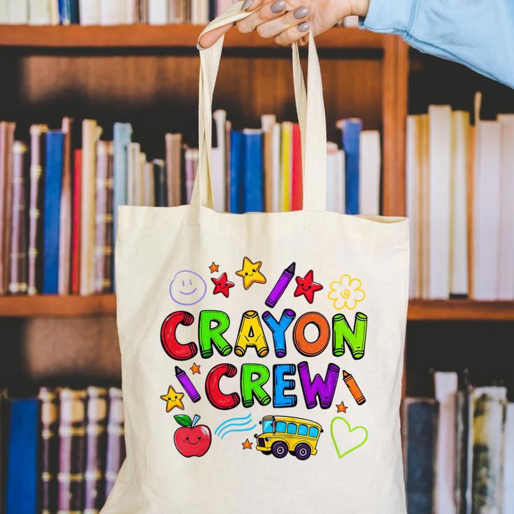 Crayon Crew Cute Back To School Canvas Tote Bag