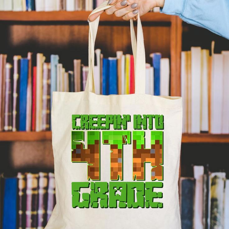 Creepin’ Into 4th Grade Kids Boy Gamer Pixel Back To School Performance Canvas Tote Bag