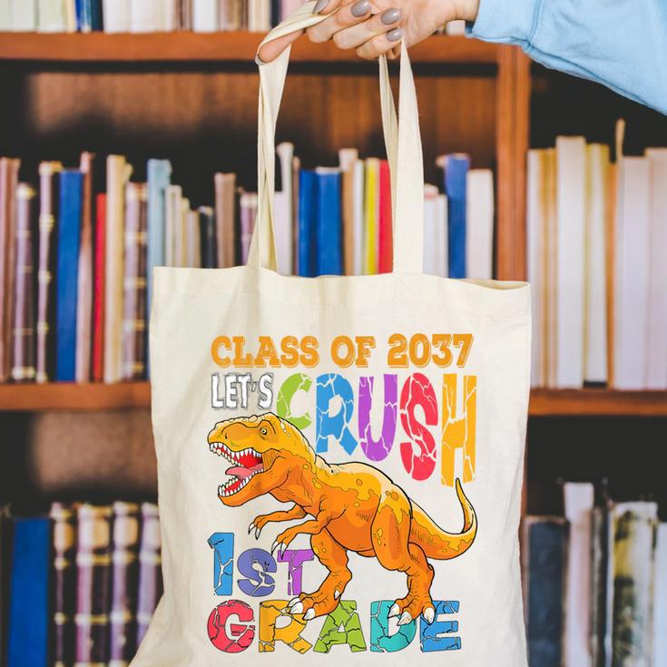 Crush 1st Grade Dinosaur Back To School Class Of 2037 Boy Canvas Tote Bag Crush 1st Grade Dinosaur Back To School Class Of 2037 Boy Canvas Tote Bag