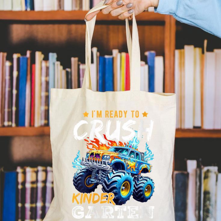 Crush Kindergarten Monster Truck Back To School Boys Canvas Tote Bag Crush Kindergarten Monster Truck Back To School Boys Canvas Tote Bag