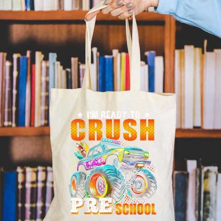 Crush Preschool Monster Truck Back To School Kids Boys Canvas Tote Bag