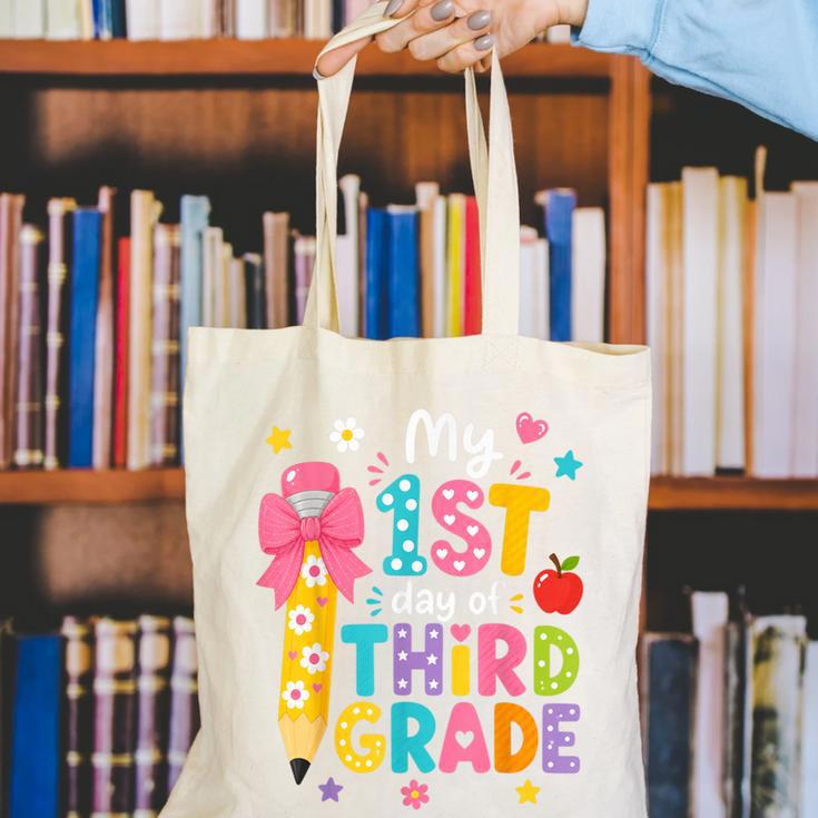 Cute My 1st Day Of Third Grade Pencil Back To School Girls Canvas Tote Bag Cute My 1st Day Of Third Grade Pencil Back To School Girls Canvas Tote Bag