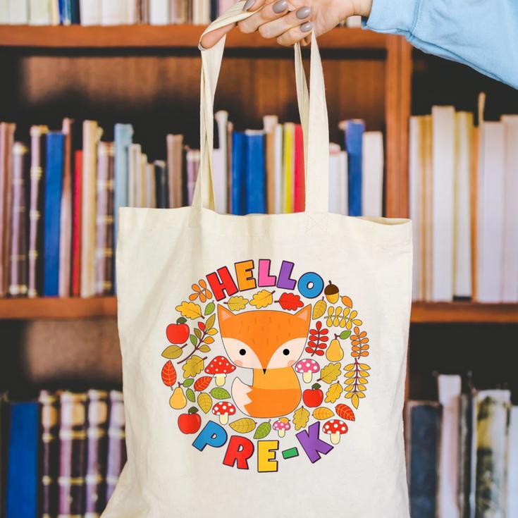 Cute Fox Back To School Woodland Animal Pre-K Canvas Tote Bag Cute Fox Back To School Woodland Animal Pre-K Canvas Tote Bag