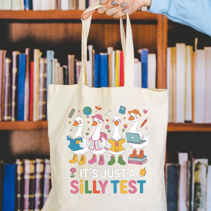 Cute Geese Silly Test Back To School Student Motivation Canvas Tote Bag Cute Geese Silly Test Back To School Student Motivation Canvas Tote Bag