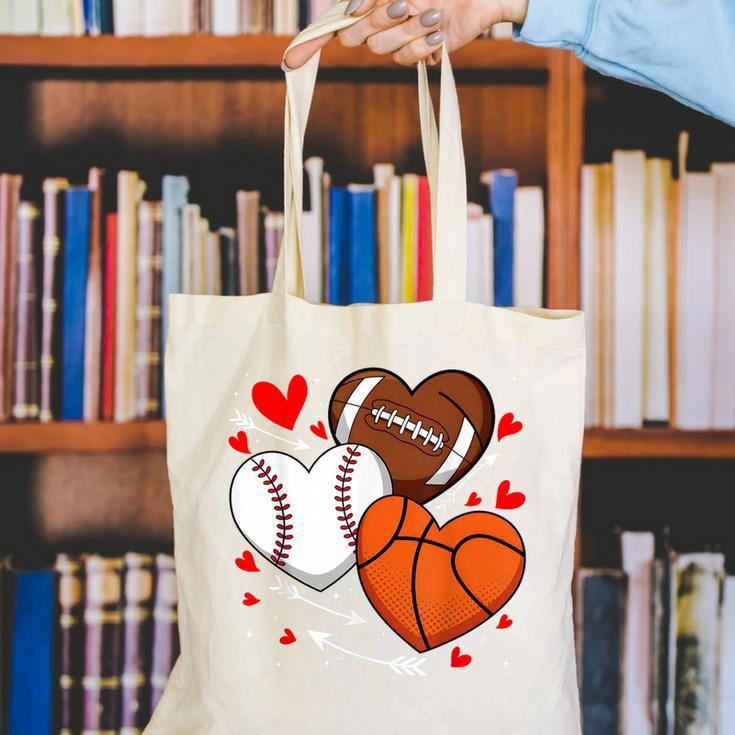 Cute Heart Baseball Basketball Football Valentine Boy Men Canvas Tote Bag Cute Heart Baseball Basketball Football Valentine Boy Men Canvas Tote Bag