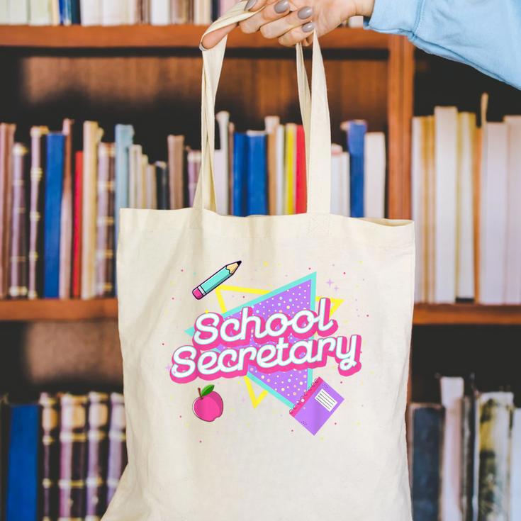 Cute School Secretary Shirt 80's 90's Back To School Canvas Tote Bag Cute School Secretary Shirt 80's 90's Back To School Canvas Tote Bag