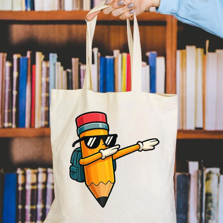 Dabbing Pencil Dancing Back To School First Day Student Boys Canvas Tote Bag Dabbing Pencil Dancing Back To School First Day Student Boys Canvas Tote Bag