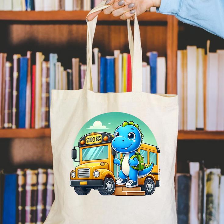 Dinosaur Kids Riding a Bus Back To School Ready To Crush Canvas Tote Bag Dinosaur Kids Riding a Bus Back To School Ready To Crush Canvas Tote Bag