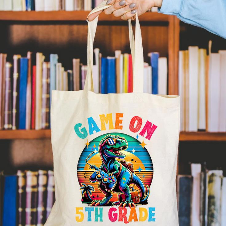 Dinosaur Video Games Back To School 5th Grade Boys Gamer Canvas Tote Bag Dinosaur Video Games Back To School 5th Grade Boys Gamer Canvas Tote Bag