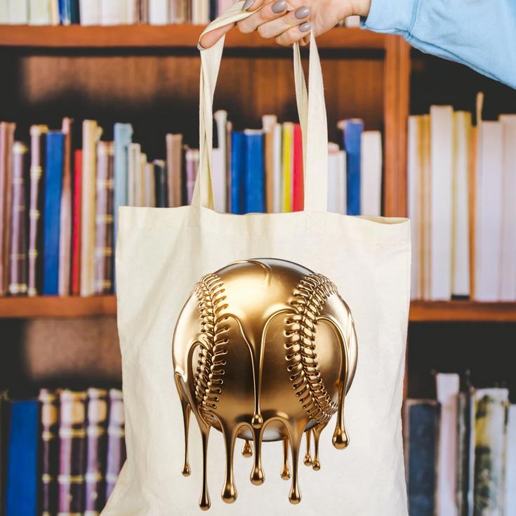 Dripping Gold Drip Baseball Game Day Player Coach Baller Canvas Tote Bag Dripping Gold Drip Baseball Game Day Player Coach Baller Canvas Tote Bag