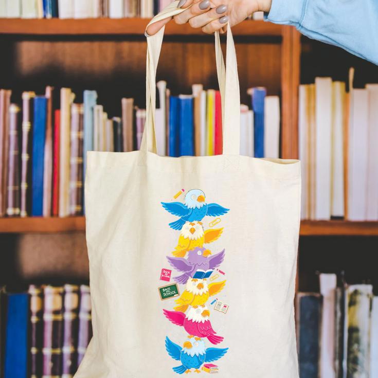 Eagle Colorful Rainbow Back To School Kids Boys Girls Canvas Tote Bag