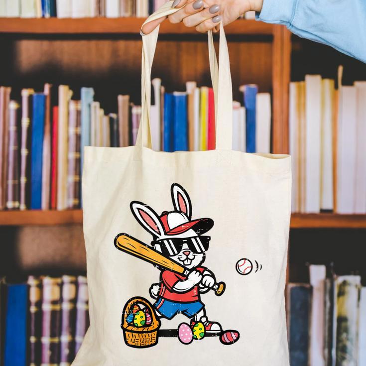 Easter Bunny Baseball Player Batter Rabbit Boys Kids Men Canvas Tote Bag