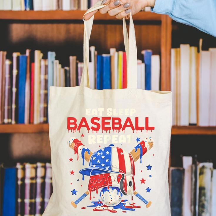 Eat Sleep Baseball Repeat Ice Cream Drip Crossed Bats Canvas Tote Bag Eat Sleep Baseball Repeat Ice Cream Drip Crossed Bats Canvas Tote Bag