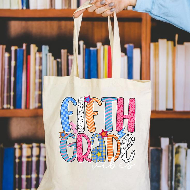 Fifth Grade Vibes 5th Grade Team Retro Back To School Canvas Tote Bag Fifth Grade Vibes 5th Grade Team Retro Back To School Canvas Tote Bag