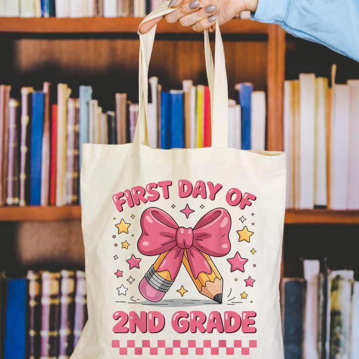 First Day Of 2nd Grade Coquette Back To School Girls Kids Canvas Tote Bag First Day Of 2nd Grade Coquette Back To School Girls Kids Canvas Tote Bag