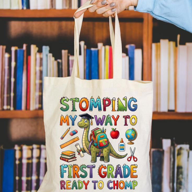 First Grade Graduation Dinosaur Dino Back To School Student Canvas Tote Bag First Grade Graduation Dinosaur Dino Back To School Student Canvas Tote Bag