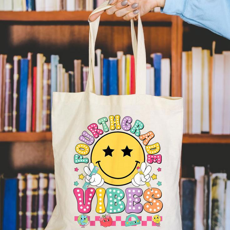 Fourth Grade Vibes Smile Face Back To School Boys Girls Kids Canvas Tote Bag Fourth Grade Vibes Smile Face Back To School Boys Girls Kids Canvas Tote Bag