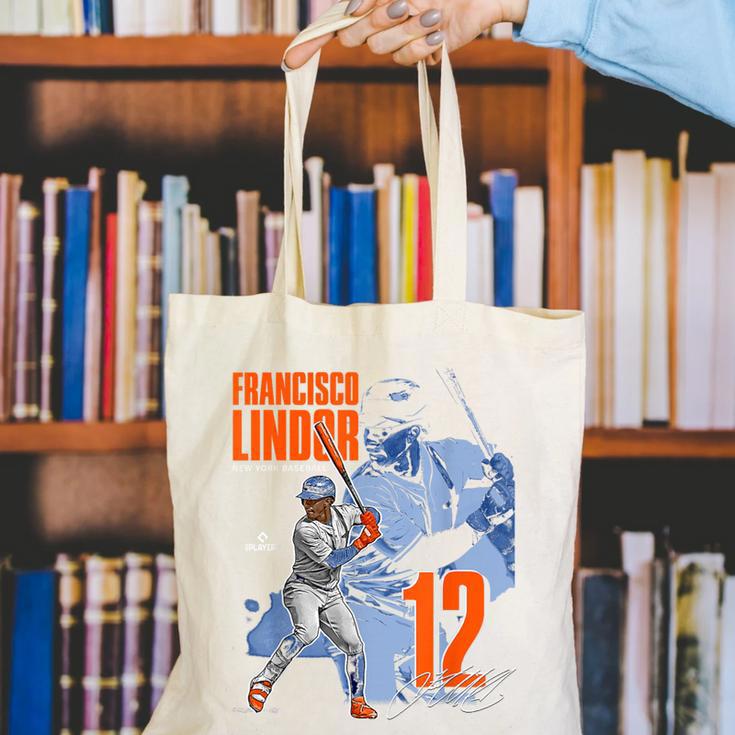 Francisco Lindor New York M Baseball Players MLBFLI304N Canvas Tote Bag