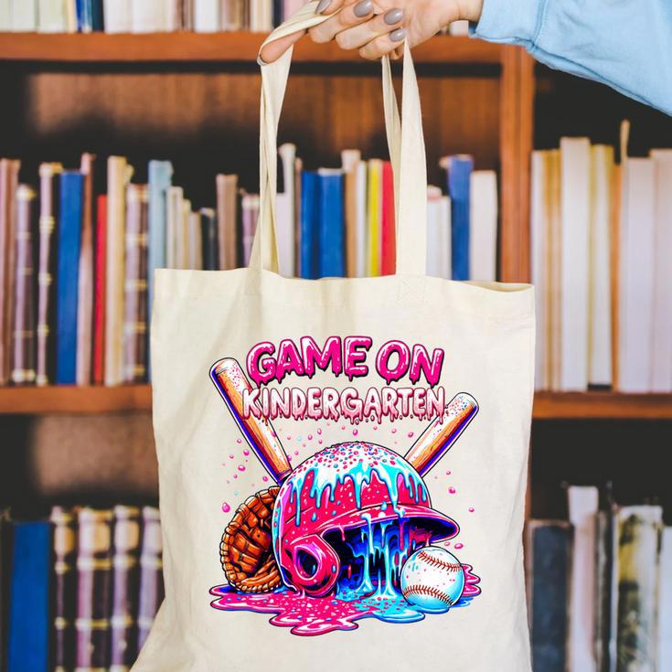 Game Kindergarten Baseball Ice Cream Drip On Back To School Canvas Tote Bag Game Kindergarten Baseball Ice Cream Drip On Back To School Canvas Tote Bag