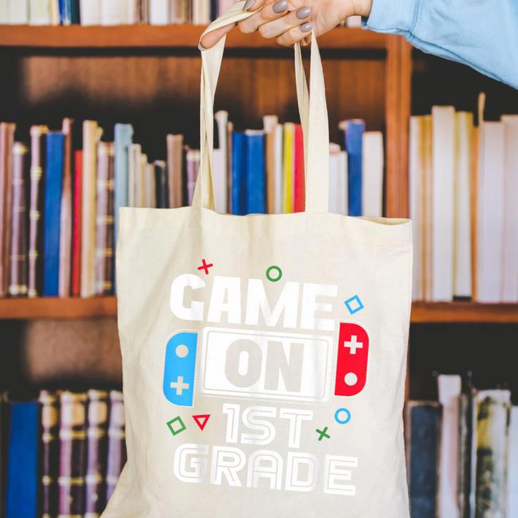Gamer Back To School Game 1st Grade Kids Boys Canvas Tote Bag Gamer Back To School Game 1st Grade Kids Boys Canvas Tote Bag
