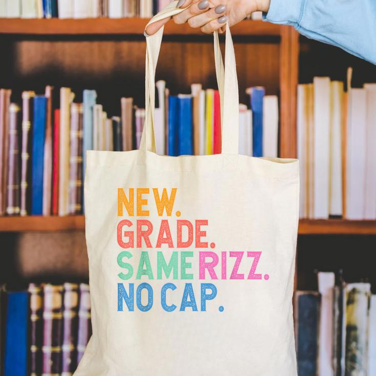 Gen Z Back To School New Grade Same Rizz No Cap Canvas Tote Bag Gen Z Back To School New Grade Same Rizz No Cap Canvas Tote Bag