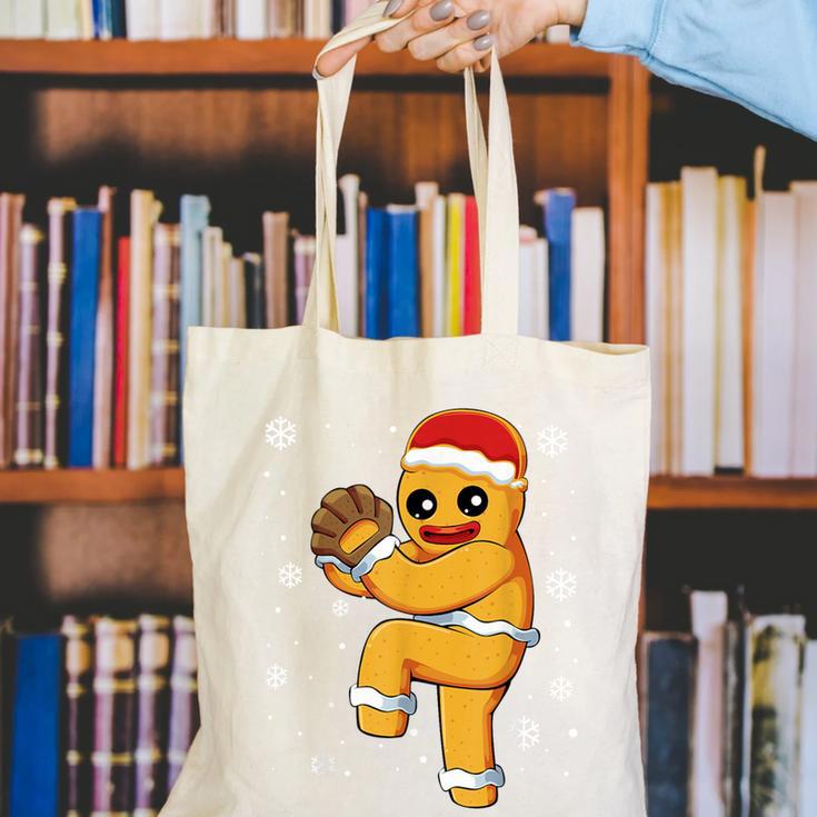 Gingerbread Man Baseball Christmas Canvas Tote Bag Gingerbread Man Baseball Christmas Canvas Tote Bag