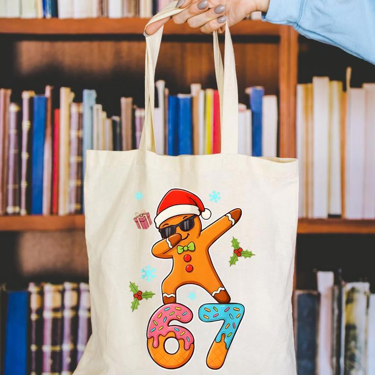 Gingerbread Six Seven 67 Ice Cream Drip Baseball Canvas Tote Bag Gingerbread Six Seven 67 Ice Cream Drip Baseball Canvas Tote Bag