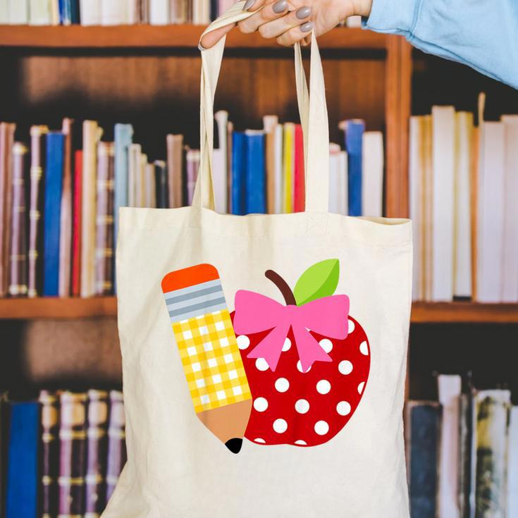 Girls Back To School Apple Toddler First Day Of Preschool Canvas Tote Bag