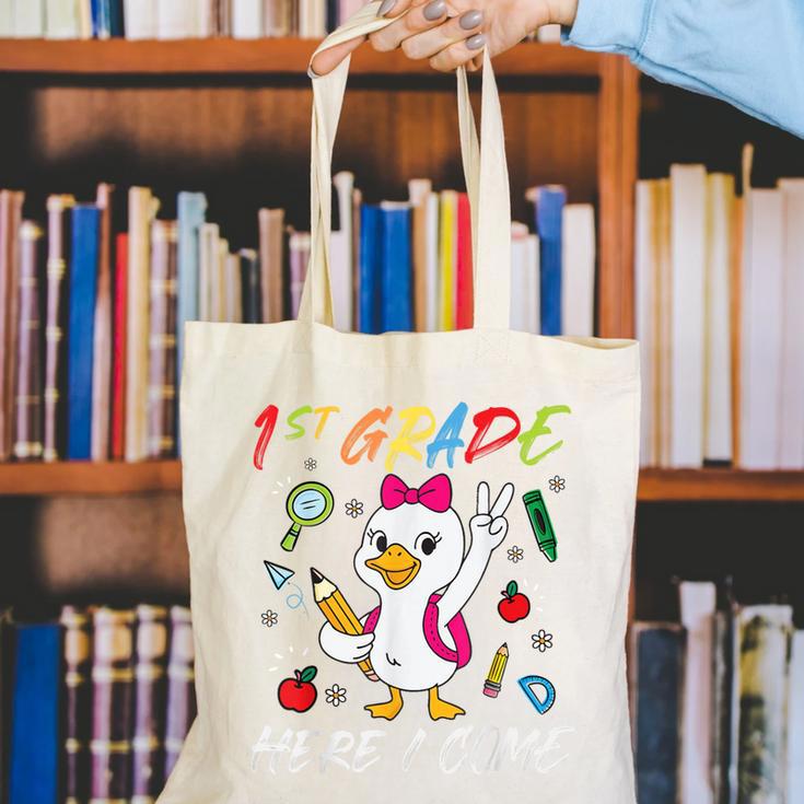 Girls Goose 1st Grade Here I Come Back To School Kids Canvas Tote Bag Girls Goose 1st Grade Here I Come Back To School Kids Canvas Tote Bag
