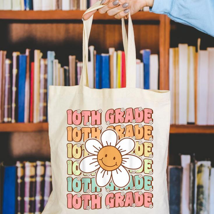 Groovy 10th Grade Back To School First Day Of Tenth Grade Canvas Tote Bag Groovy 10th Grade Back To School First Day Of Tenth Grade Canvas Tote Bag