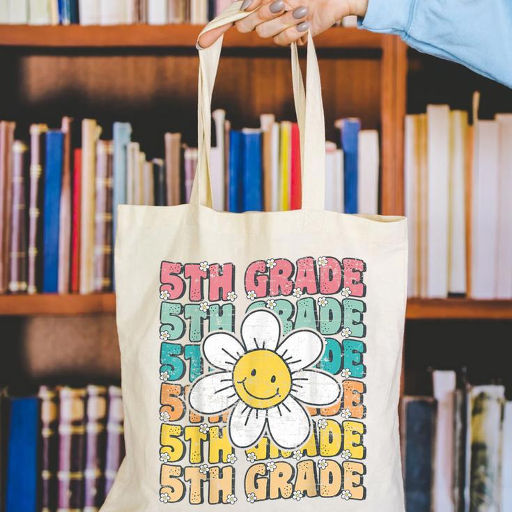 Groovy 5th Grade Back To School First Day Of Fifth Grade Canvas Tote Bag