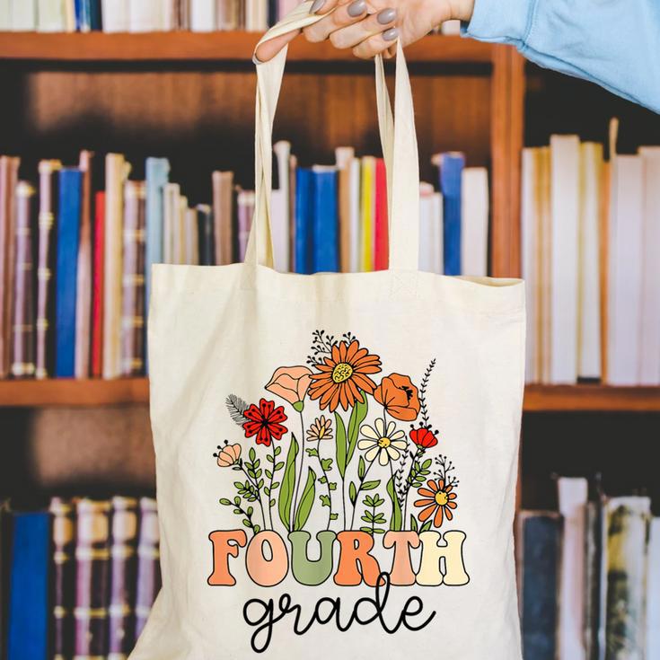 Groovy Fourth Grade Wildflowers Back To School 4th Grade Canvas Tote Bag Groovy Fourth Grade Wildflowers Back To School 4th Grade Canvas Tote Bag