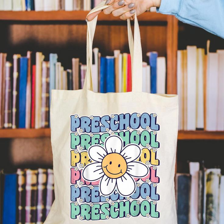 Groovy Preschool Cute Back To School First Day Of Pre K Canvas Tote Bag