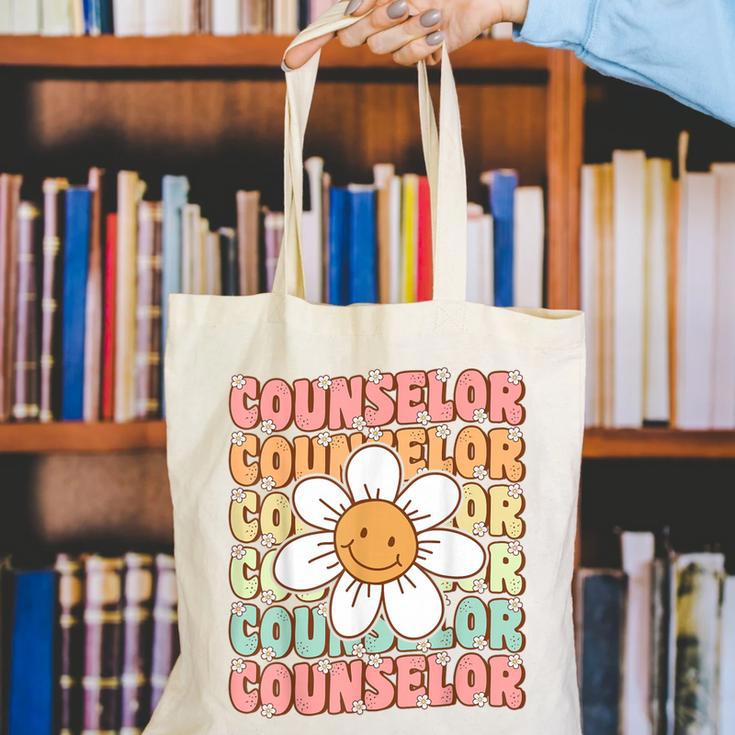 Groovy School Counselor Cute Daisy Flower Back To School Canvas Tote Bag Groovy School Counselor Cute Daisy Flower Back To School Canvas Tote Bag