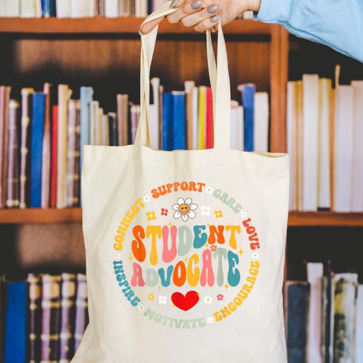 Groovy Student Advocate Appreciation Back To School Canvas Tote Bag