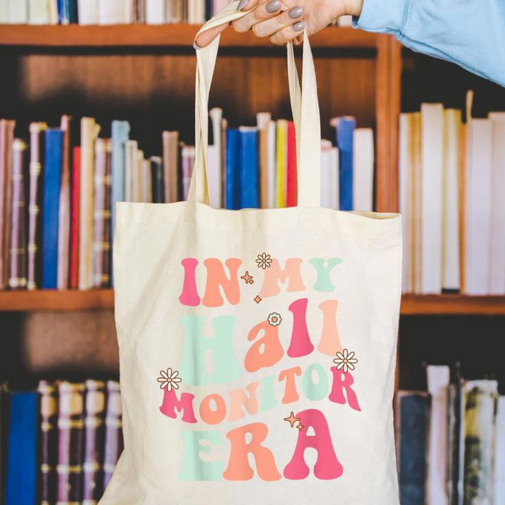 In My Hall Monitor Era School Student Back To School Groovy Canvas Tote Bag In My Hall Monitor Era School Student Back To School Groovy Canvas Tote Bag