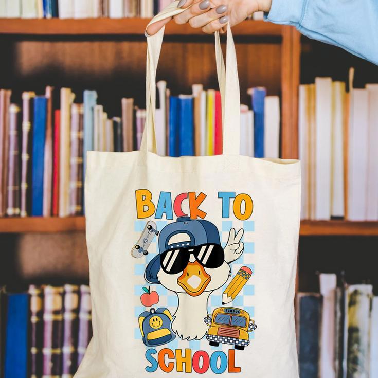 Happy First Day Of School Back To School Goose Boys Kids Canvas Tote Bag Happy First Day Of School Back To School Goose Boys Kids Canvas Tote Bag