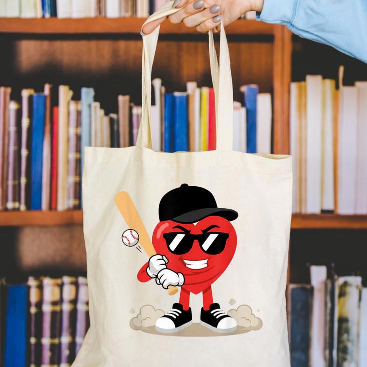 Heart Playing Baseball Valentine Baseball Canvas Tote Bag Heart Playing Baseball Valentine Baseball Canvas Tote Bag