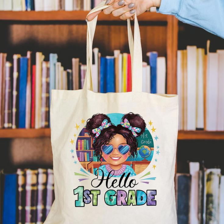 Hello 1st Grade Girl Back To School Kids Boys Girls Canvas Tote Bag Hello 1st Grade Girl Back To School Kids Boys Girls Canvas Tote Bag