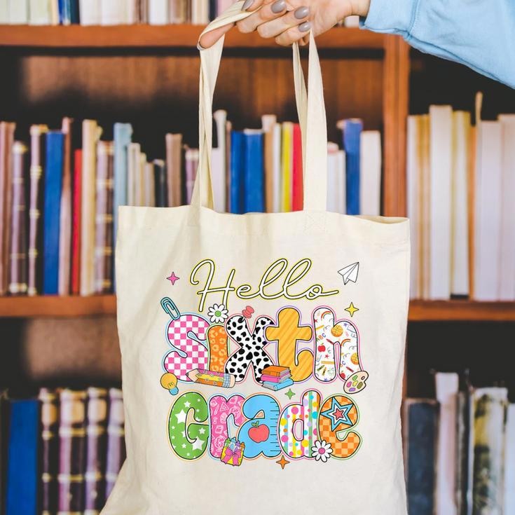 Hello 6th Grade First Day Of School Back To School Boy Girls Canvas Tote Bag Hello 6th Grade First Day Of School Back To School Boy Girls Canvas Tote Bag