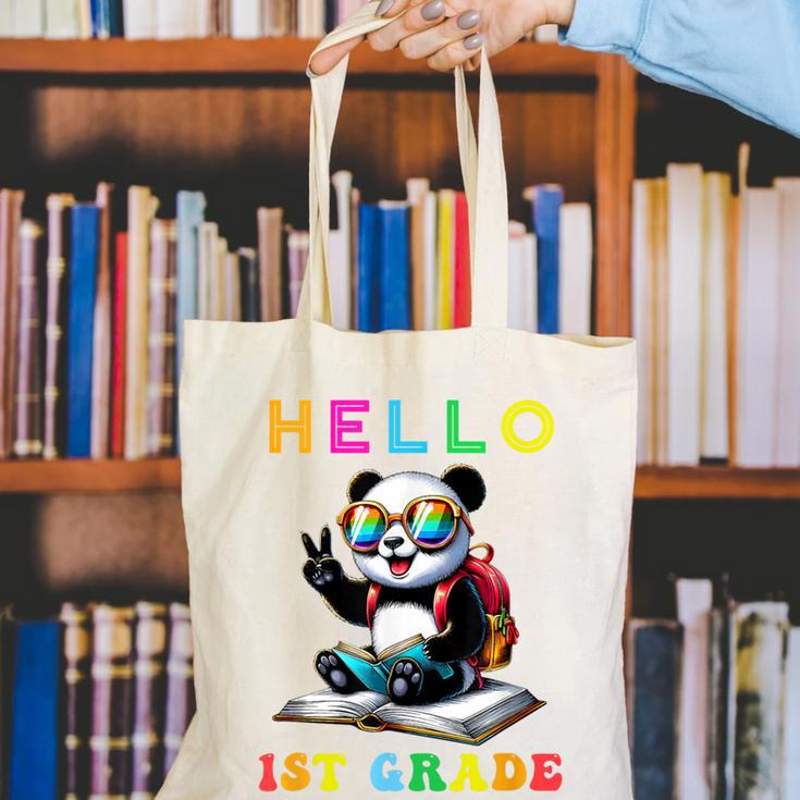 Hello First Grade Panda Lover Back To School Kids Boys Girls Canvas Tote Bag