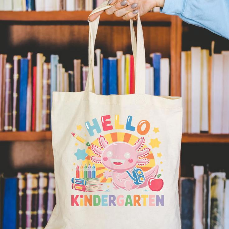 Hello Kindergarten Axolotl Back To School For Kids Canvas Tote Bag Hello Kindergarten Axolotl Back To School For Kids Canvas Tote Bag