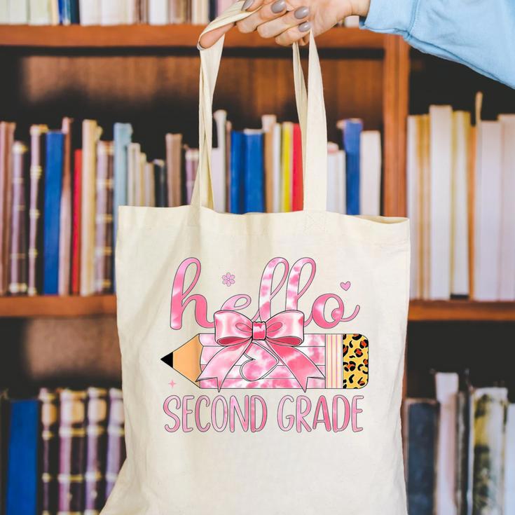 Hello Second Grade Pencil Tie Dye Coquette Back To School Canvas Tote Bag Hello Second Grade Pencil Tie Dye Coquette Back To School Canvas Tote Bag