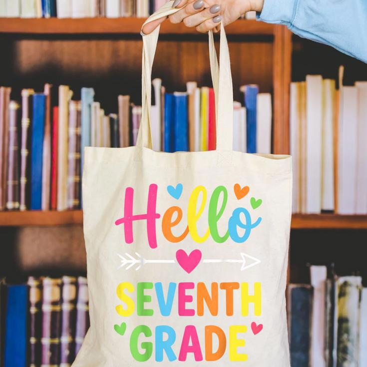 Hello Seventh 7TH Grade Back To School Kids Students Tee Canvas Tote Bag Hello Seventh 7TH Grade Back To School Kids Students Tee Canvas Tote Bag