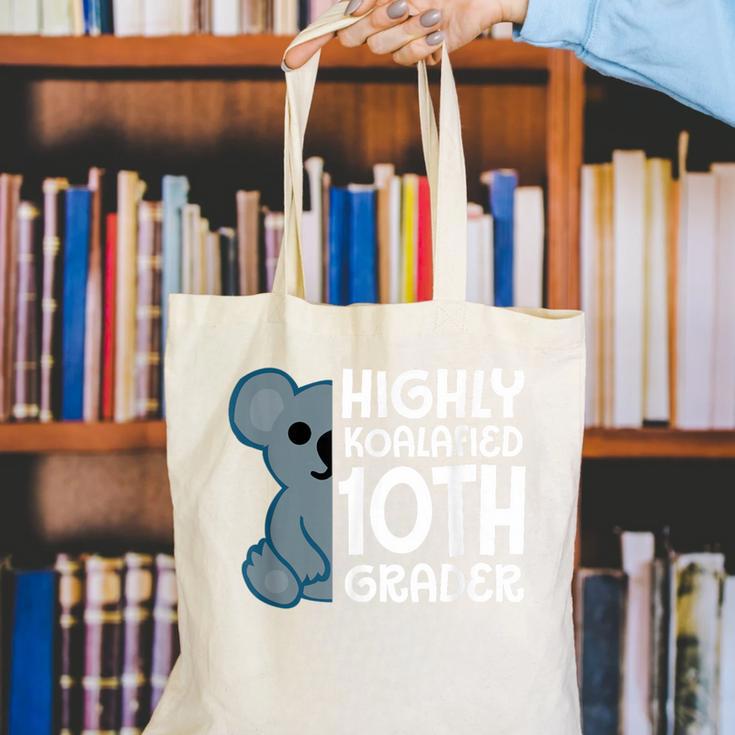 Highly Koalafied 10th Grader Koala Back To School Canvas Tote Bag Highly Koalafied 10th Grader Koala Back To School Canvas Tote Bag