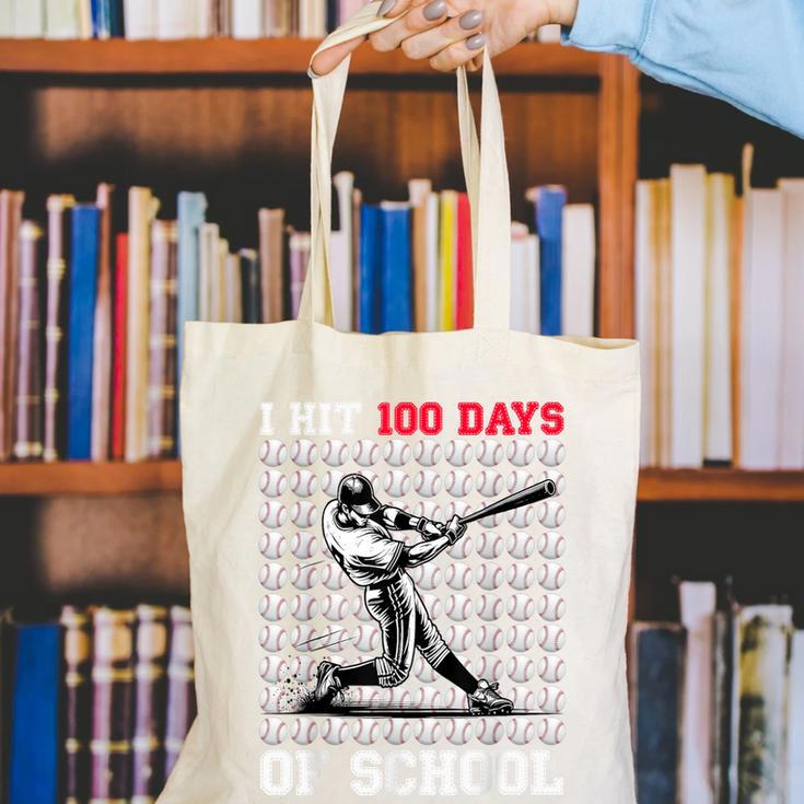 I Hit 100 Days Of School Baseball 100th Day Boys Kids Canvas Tote Bag I Hit 100 Days Of School Baseball 100th Day Boys Kids Canvas Tote Bag