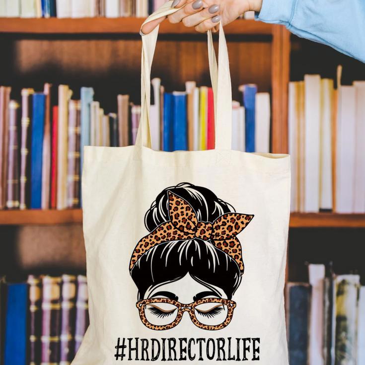 HR Director Leopard Messy Bun Appreciation Back To School Performance Canvas Tote Bag